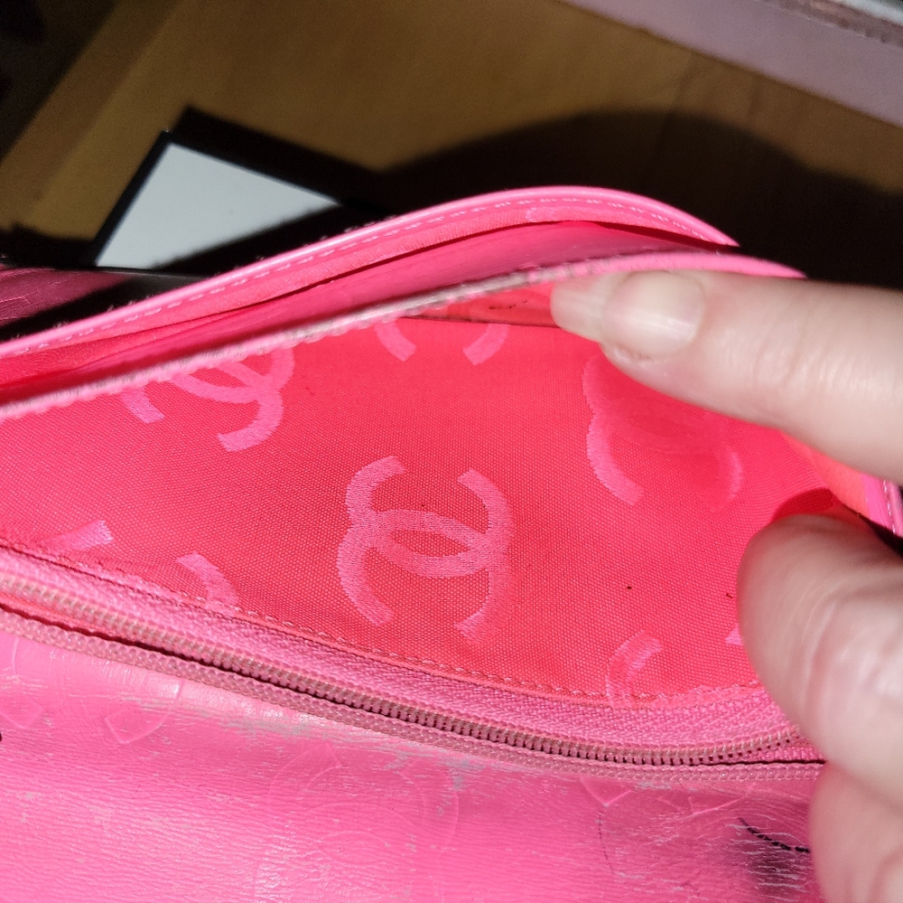 😍1daySALE! CHANEL Cambon Quilted Long Wallet black hot pink - Picture 3 of 11